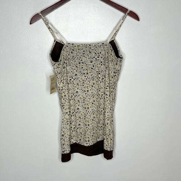 Vintage Lei Y2K Tank Top Women Large Cream Ditsy Floral Coquette Fairy Deadstock - Picture 8 of 10